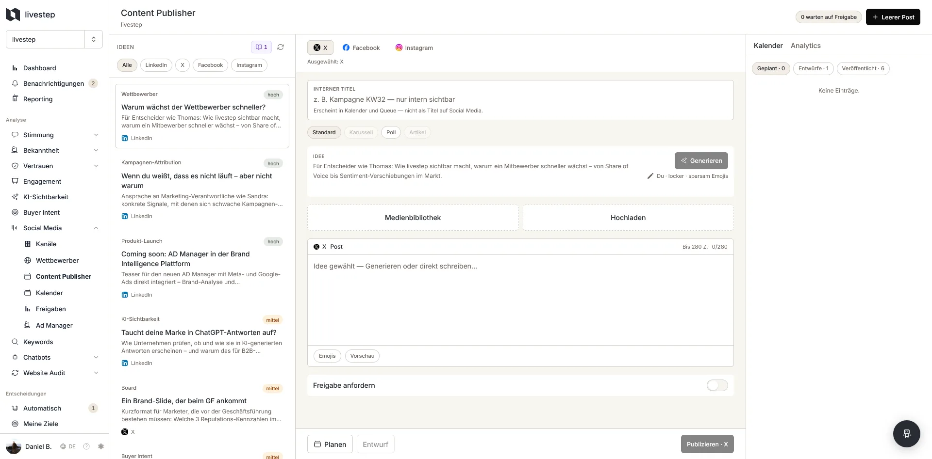 Social Media Workflow in livestep