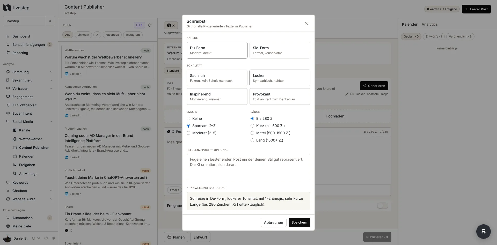 Social Media Workflow in livestep
