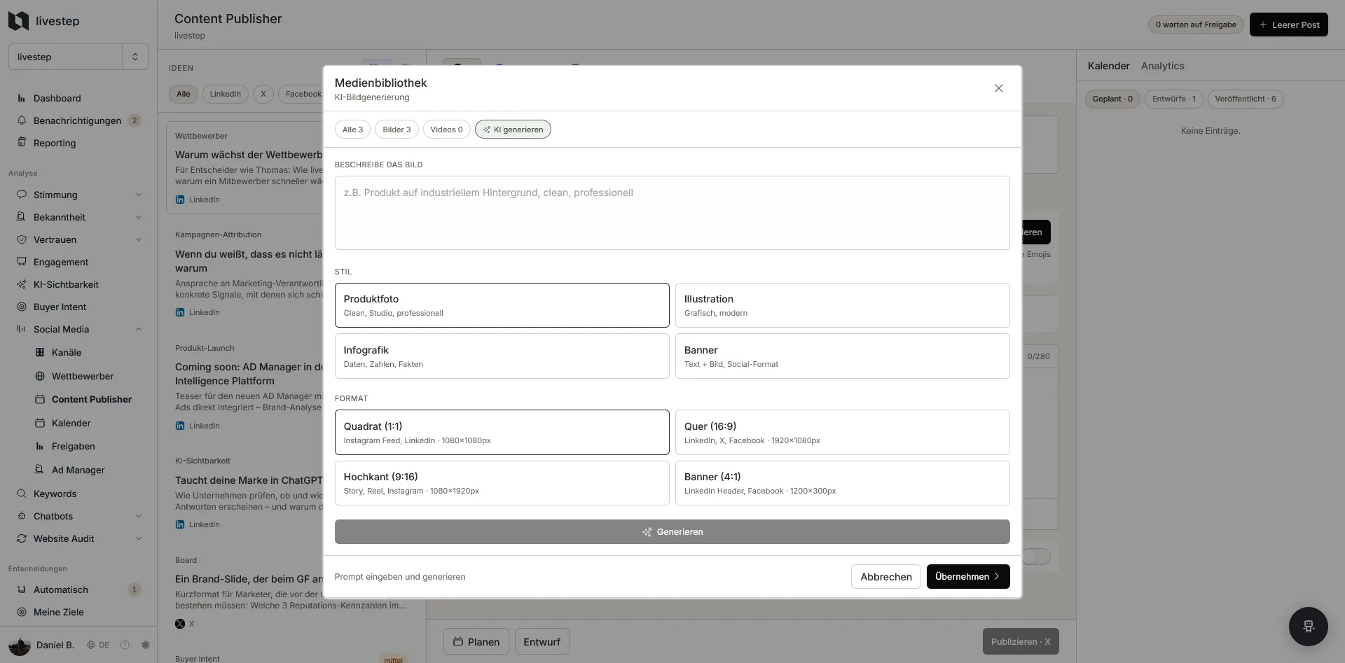 Social Media Workflow in livestep